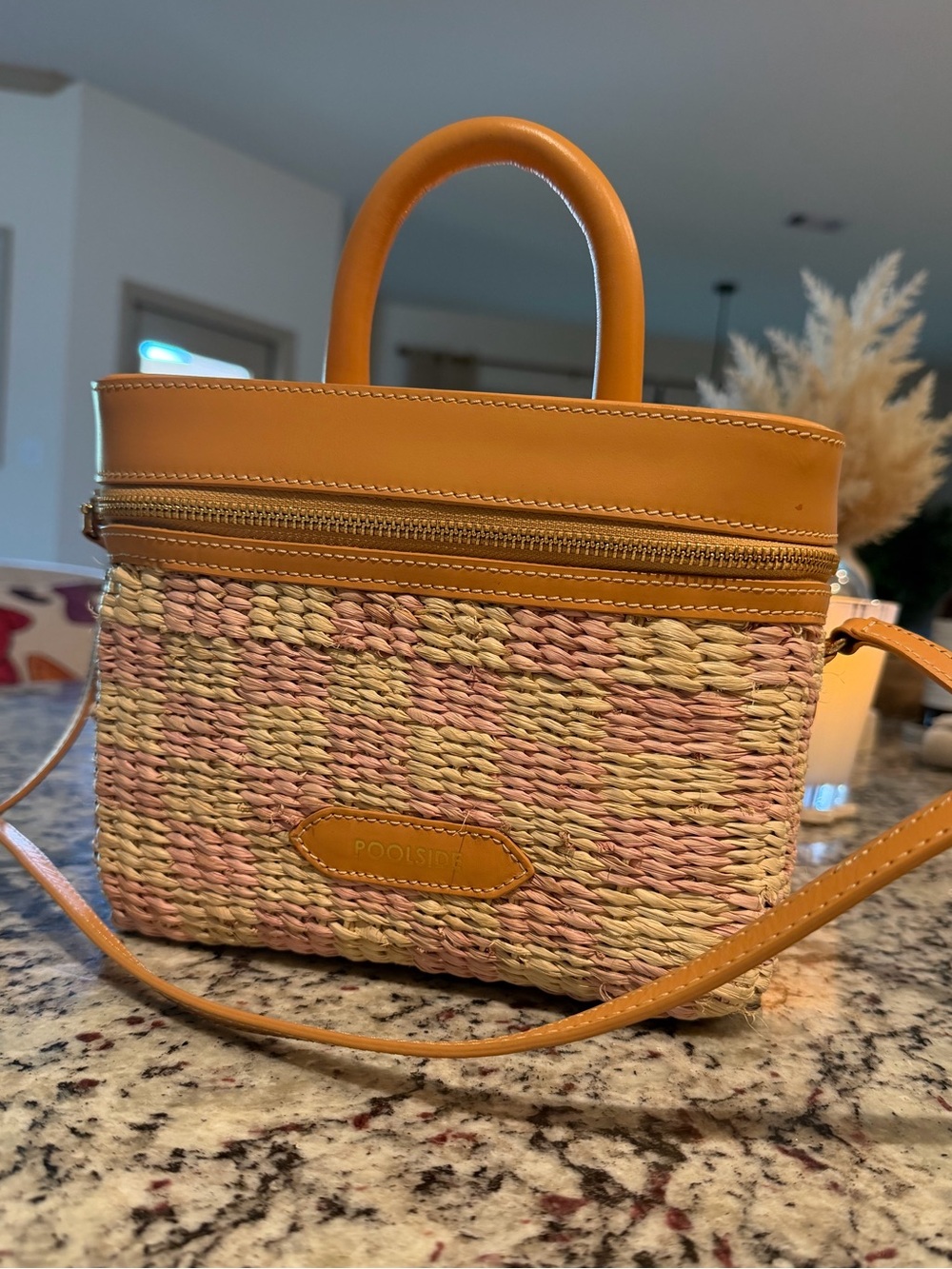 NWOT Poolside straw and leather  bag